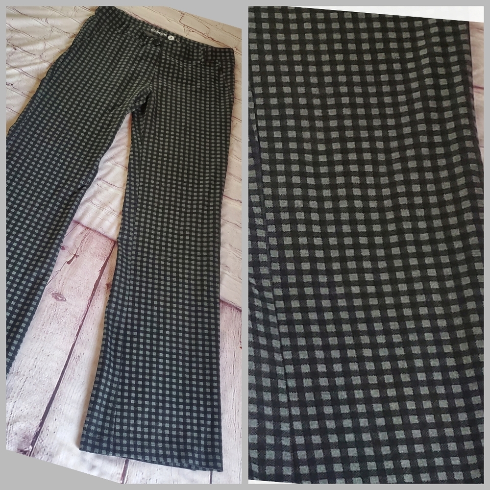 Betabrand Ckeck Gray Yoga Trousers‎ Flare Mid-rise Pull-on Preppy Comfort Medium